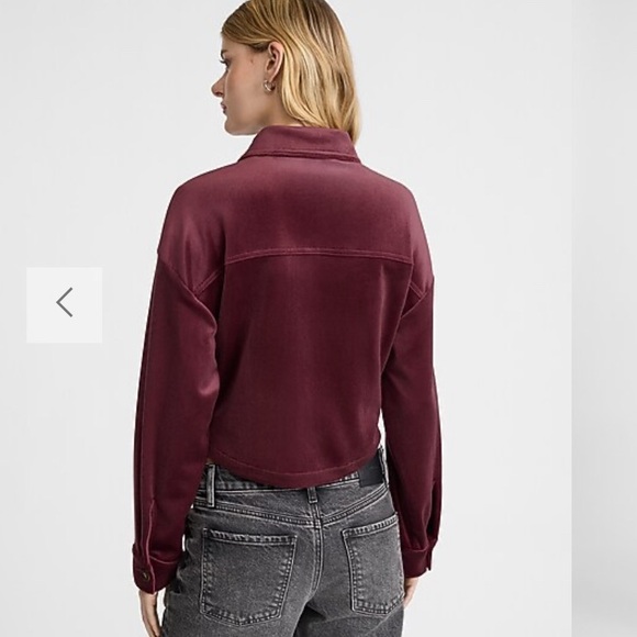Express Burgundy Corduroy Crop Jacket M - Picture 2 of 8